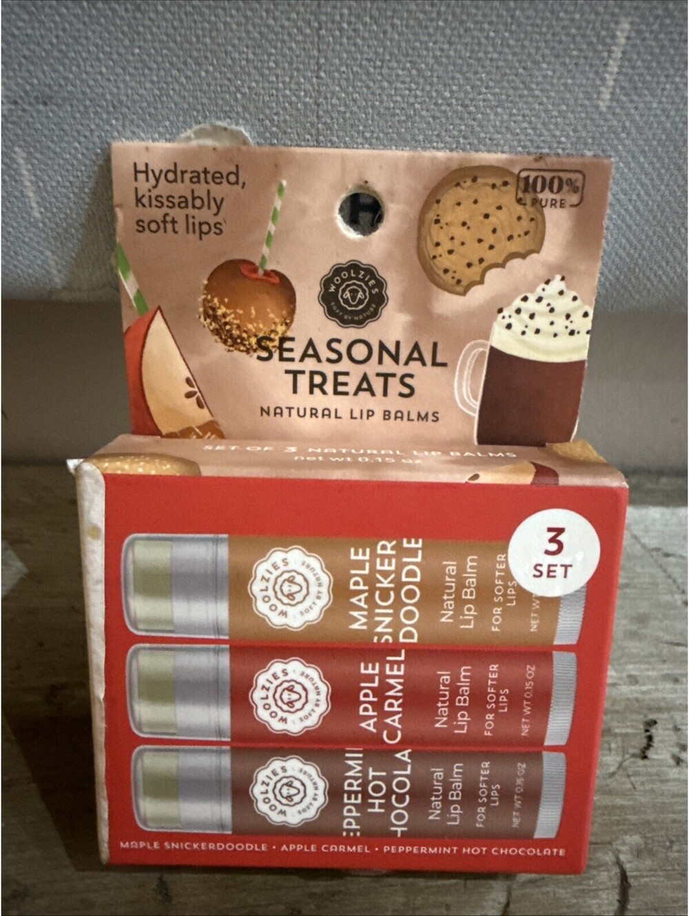 Woolzies Seasonal Treats Lip Balm Trio Hydrating Maple Apple Peppermint